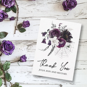 Thank you Wedding Halloween Floral Purple Plum  Card
