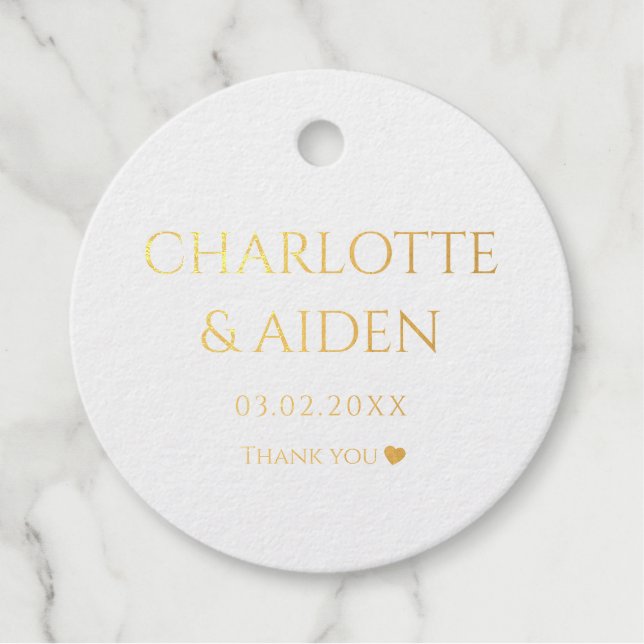 "Thank you" Wedding Heart Favour Tags (Front)