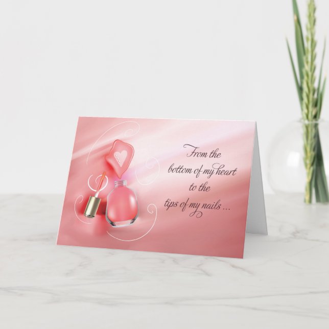 Thank You Wedding Manicurist Pink Nail Polish Card (Front)