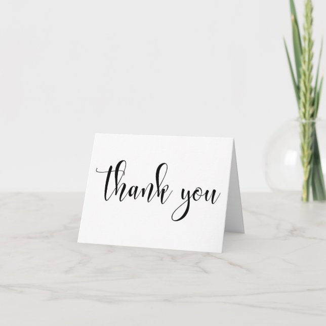 Thank You Wedding Modern Black Typography 2 Card (Front)