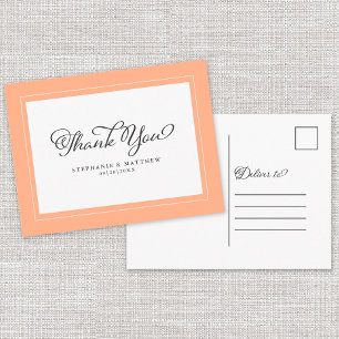 Thank You Wedding Modern Calligraphy Chic Peach Postcard
