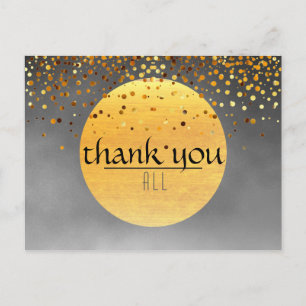 Thank You Wedding Moon Confetti Glitter Black Postcard