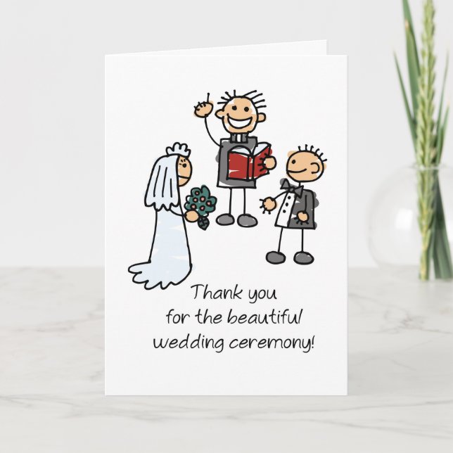 Thank You Wedding Officiant Stick Figures Card (Front)