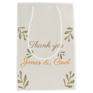 Thank you wedding party greenery elegant modern medium gift bag