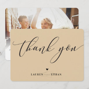 THANK YOU wedding photo elegant chic champagne Invitation
