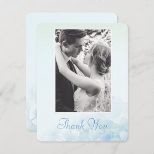 Thank you wedding photo hydrangea blue green invitation