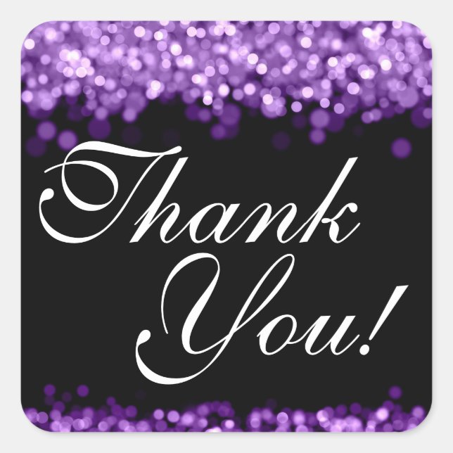Thank You Wedding Purple Lights Square Sticker (Front)