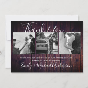 Thank You Wedding PURPLE Rustic PHOTO Collage Card