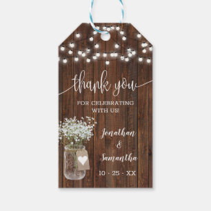 Thank you wedding reception shower rustic favour gift tags