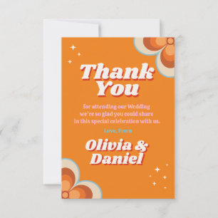Thank You Wedding Retro Vintage 1970s Card