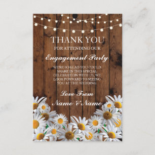 Thank You Wedding Rustic Wood Daisy Lights Card