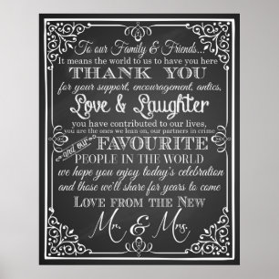 Thank you wedding sign Black & White chalkboard