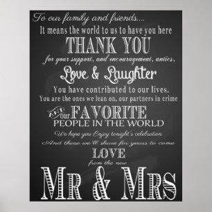 Thank you wedding sign Black & White chalkboard