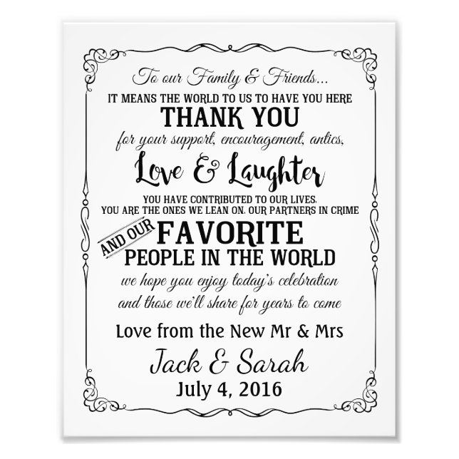 Thank you wedding sign customised (Front)