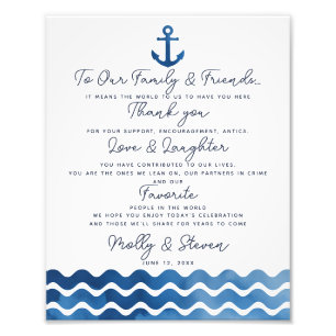 Thank you wedding sign customised navy