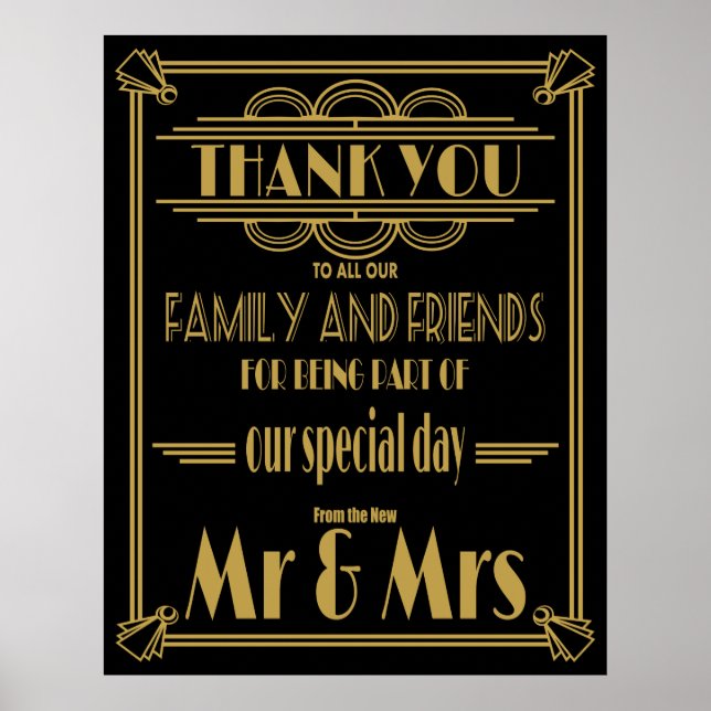 Thank you wedding sign Gold and Black (Front)