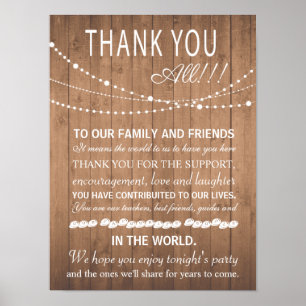 Thank you wedding sign or card - party lights