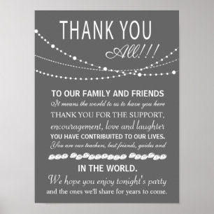 Thank you wedding sign or card - party lights