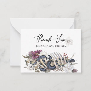 Thank you  Wedding Spooky Halloween Floral Snake  Card