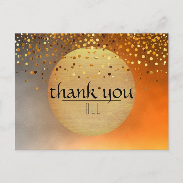 Thank You Wedding Sunset Moon Confetti Glitter Postcard (Front)
