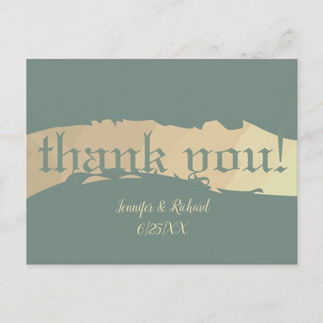 "Thank you!" Wedding Text Postcard (Front)