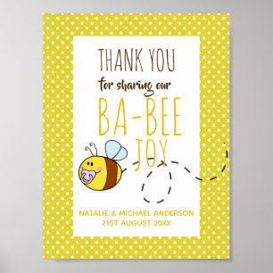 Thank You Welcome BA-BEE Baby Shower Yellow Sign