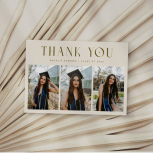 Thank You Whimsical Cream Graduation Photo Announcement