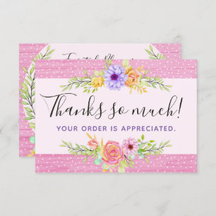 Thank You Whimsical Floral Roses Rustic Wood Card