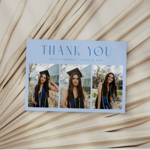 Thank You Whimsical Icy Blue Graduation Photo Announcement