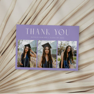 Thank You Whimsical Lilac Graduation Photo Announcement