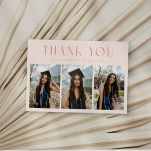 Thank You Whimsical Peach Graduation Photo Announcement