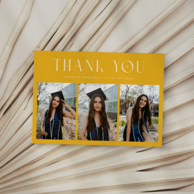 Thank You Whimsical Yellow Graduation Photo Announcement (Creator Uploaded)