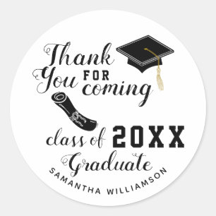 Thank You White and Black Class of 2023 Graduate Classic Round Sticker
