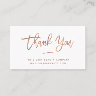 Thank You   White and Rose Gold Small Business Business Card