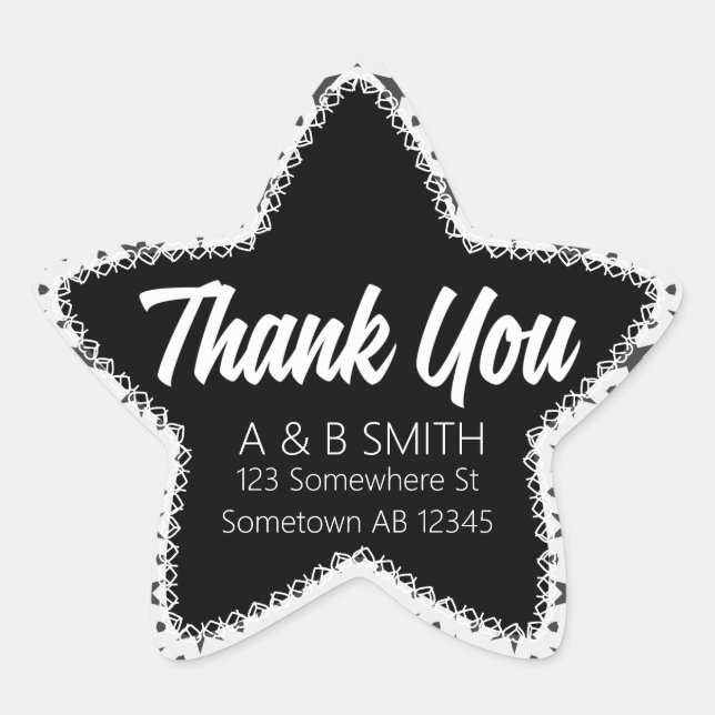 Thank You White & Black Star Sticker (Front)