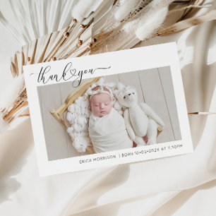 THANK YOU white borders birth announcement