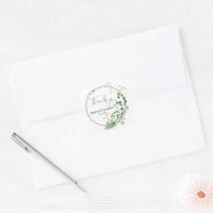 Thank You White Greenery Wreath Custom Square Sticker