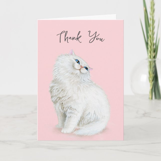 Thank You White Persian Cat Card (Front)