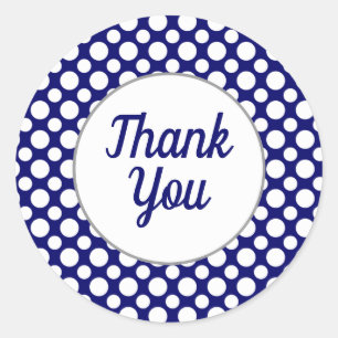 Thank You White Polka Dots on Blue Sticker