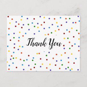 Thank you White Rainbow Polka Dot Postcard