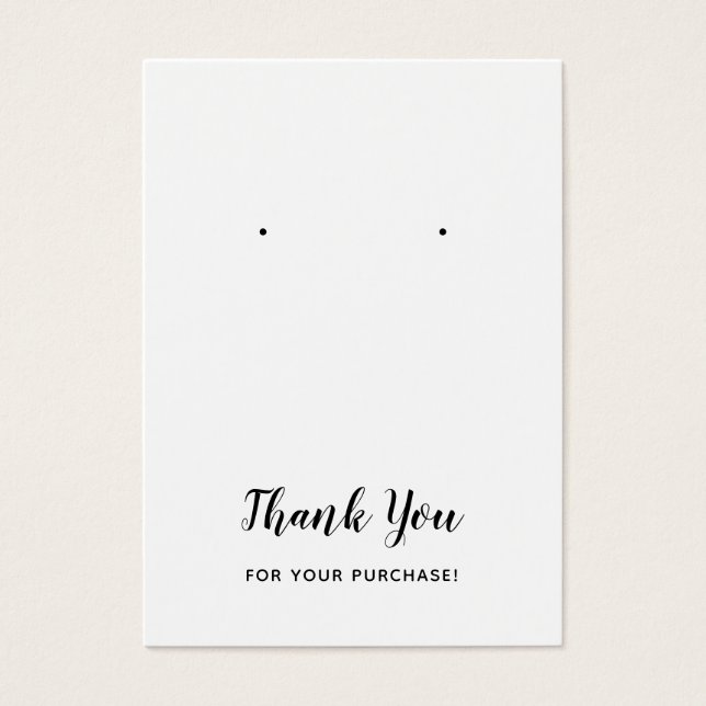 Thank You White Simple Earring Display Cards (Front)