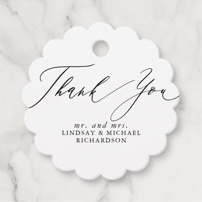 Thank You White Wedding Favour Tags (Front)
