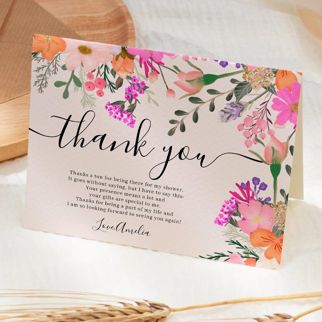 Thank you wild flowers pastel spring shower card (Thank you wild flowers pastel spring shower)