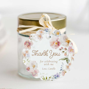 Thank you Wildflower Birthday Round Favour Tags