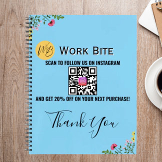 Thank You Wildflower Business Instagram Qr Code Notebook
