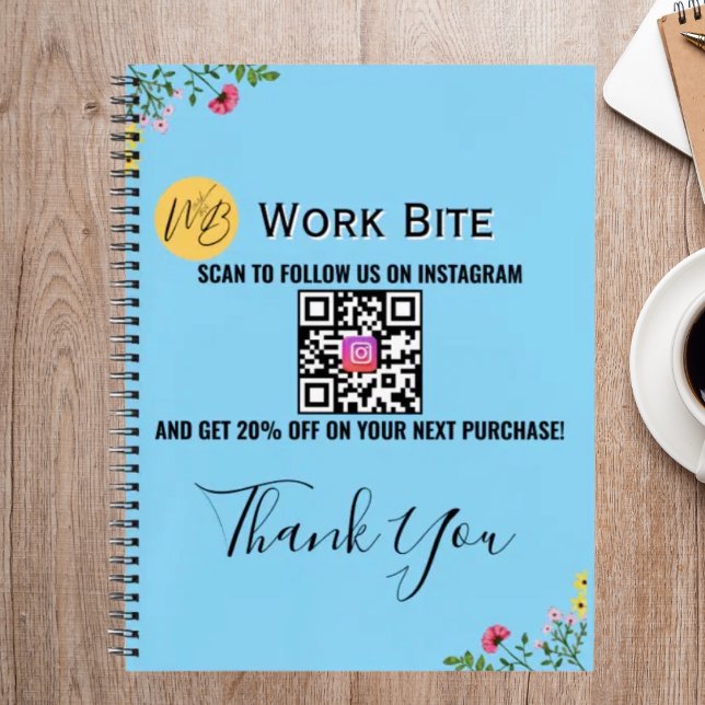 Thank You Wildflower Business Instagram Qr Code Notebook (Creator Uploaded)