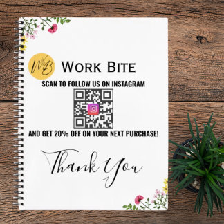 Thank You Wildflower Business Instagram Qr Code Notebook