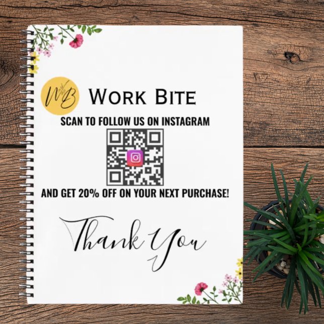 Thank You Wildflower Business Instagram Qr Code Notebook (Creator Uploaded)