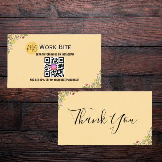 Thank You Wildflower Instagram Qr Code Discount Card