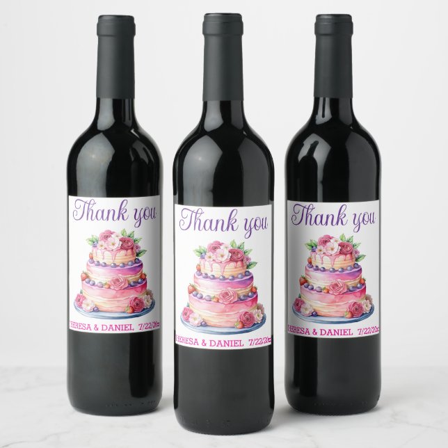 Thank you winelabel favours wine label (Bottles)
